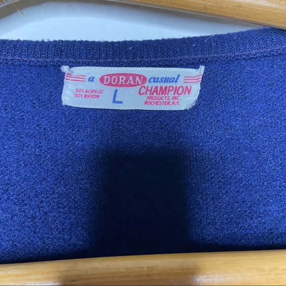 Vintage Champion Doran Casual 1950's V-Neck Knit Pullover Varsity Sweater - Picture 3 of 4
